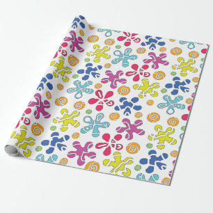 Papier Cadeau Formes de gribouillis abstraites ludiques
