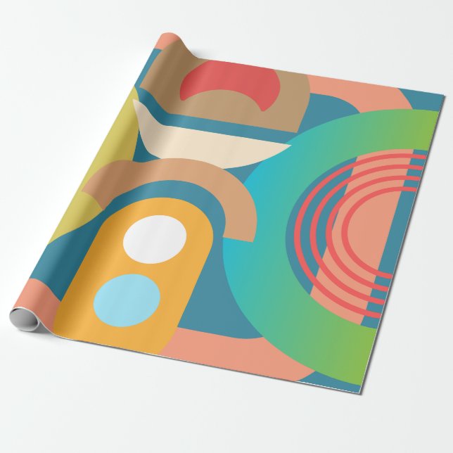 Papier Cadeau Formes géométriques Abstraites minimalistes pâles (Déroulé)