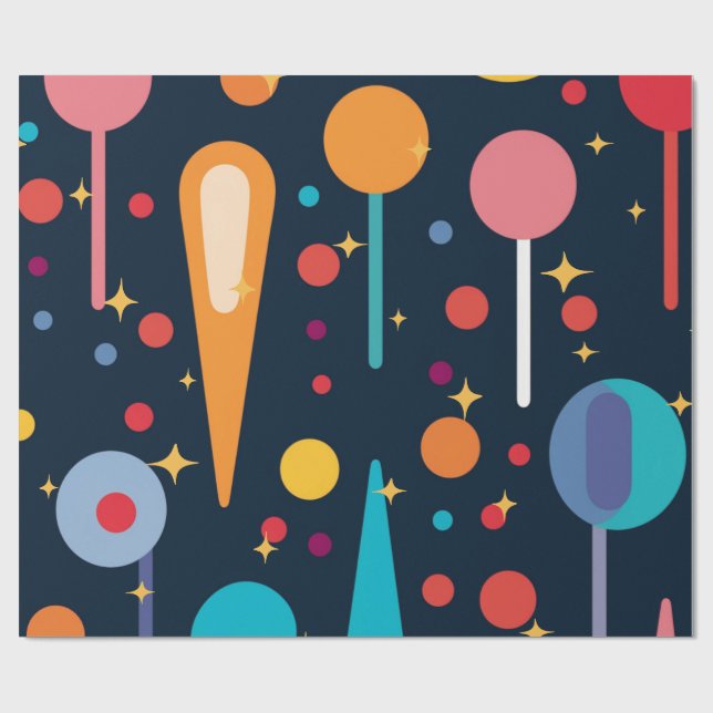 Papier Cadeau Formes géométriques et étoiles sur Arrière - plan  (Plat)