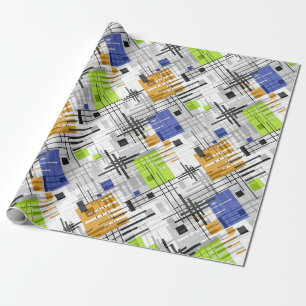 Papier Cadeau formes géométriques modernes Abstraites rayées