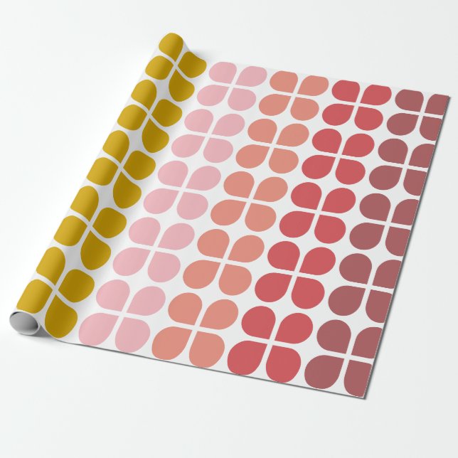 Papier Cadeau Formes géométriques moyennes en rose jaune (Déroulé)