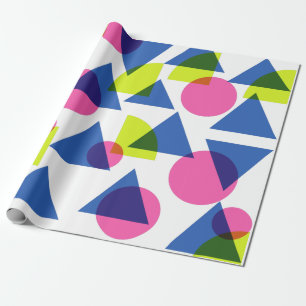 Papier Cadeau Formes géométriques néons des années 90 colorées
