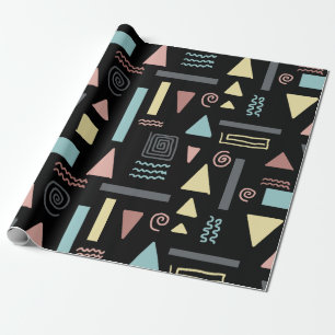 Papier Cadeau Formes géométriques noir motif