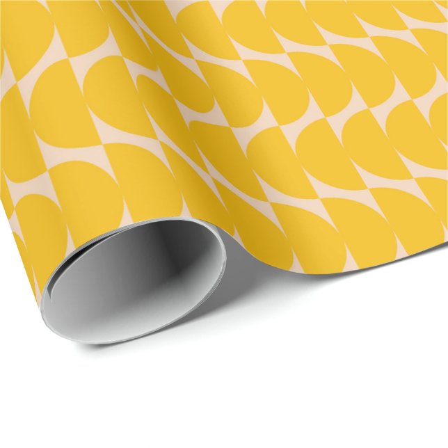Papier Cadeau Formes simples géométriques modernes Motif Jaune (Coin rond)