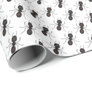 Papier Cadeau Fourmis Noires Sur Blanc