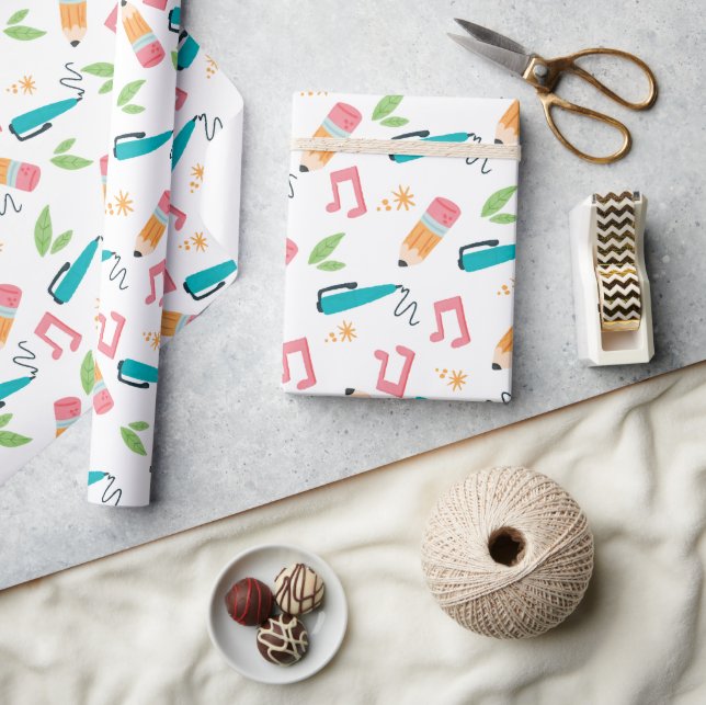 Papier Cadeau Fournitures scolaires mignonnes (Artisanat)