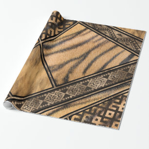 Papier Cadeau Fourrure de tigre du Bengale aux ornements ethniqu