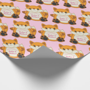 Papier Cadeau Fox Baby shower rose