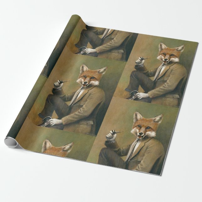 Papier Cadeau Fox de cru en papier d'emballage cadeau de costume (Déroulé)