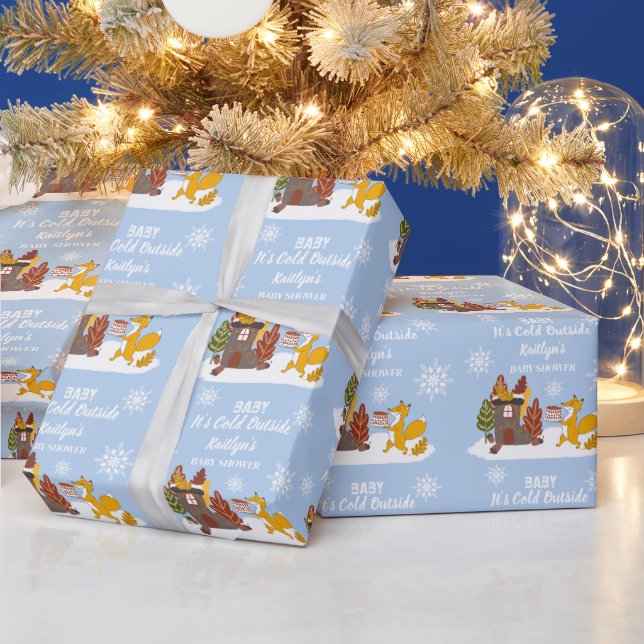 Papier Cadeau Fox Winter Baby shower It’s Cold Outside Gift (Vacances)
