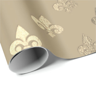 Papier Cadeau Foxier Sepia Gold Metallic Fleur-de-lis