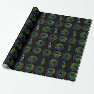 Papier Cadeau Fractages spiraux arc-en-ciel Grande taille