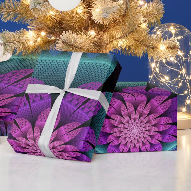 Papier Cadeau Fractal Imaginaire coloré à motif inhabituel (Vacances)