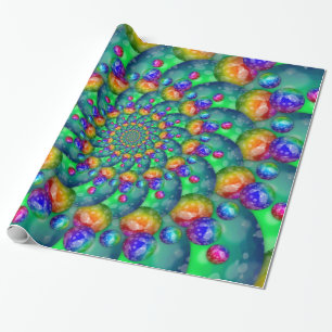 Papier Cadeau Fractale de Bokeh de turquoise d'arc-en-ciel