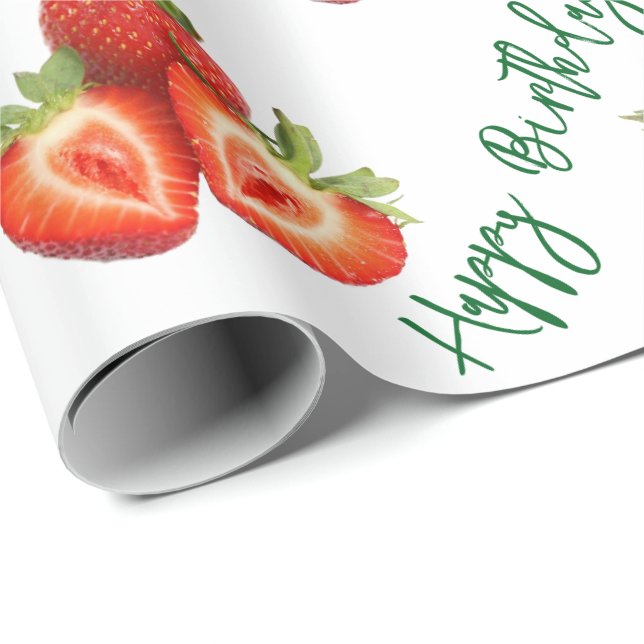 Papier Cadeau Fraise  (Coin rond)