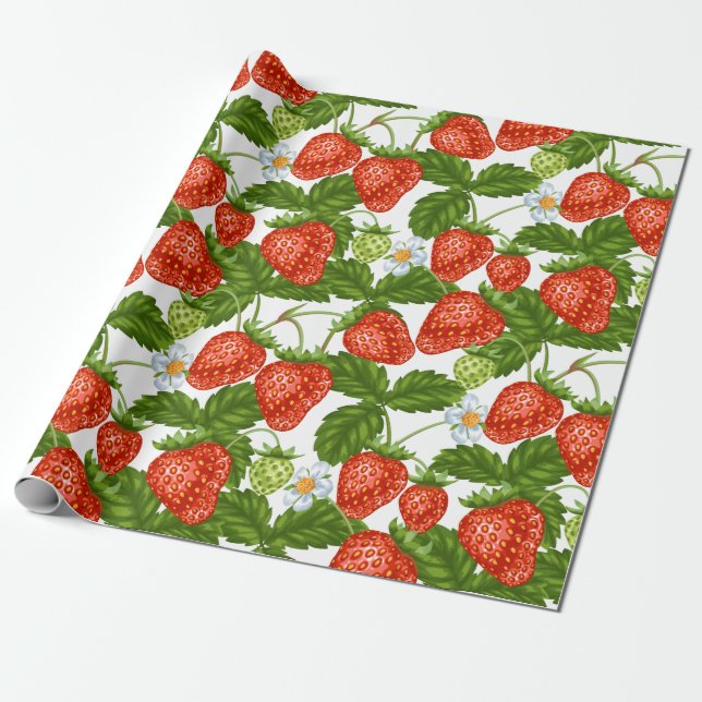 Papier Cadeau Fraise mignonne (Déroulé)
