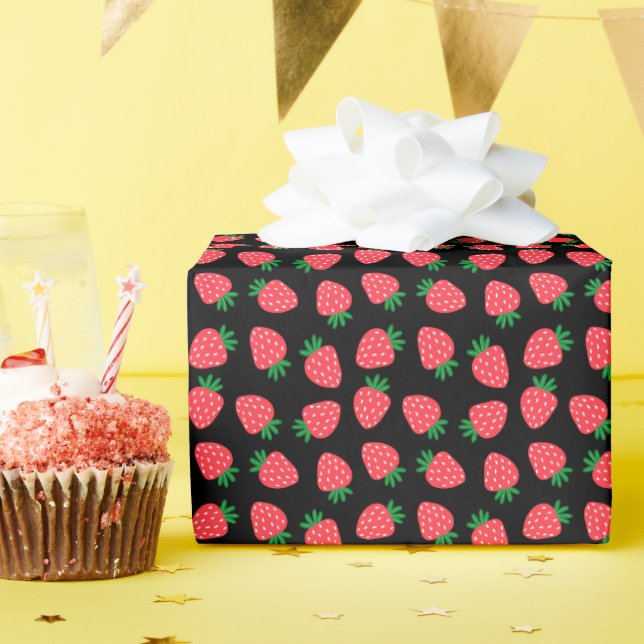 Papier Cadeau fraise rouge (Fête d'anniversaire)