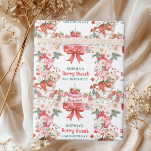 Papier Cadeau Fraise vintage sucrée 2e anniversaire