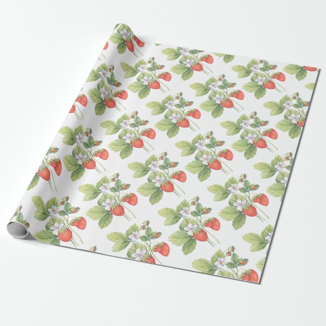Papier Cadeau Fraises (Déroulé)