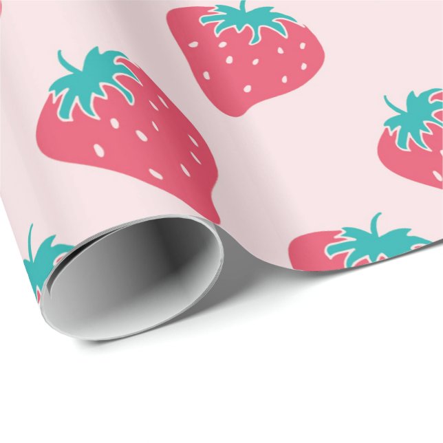 Papier Cadeau Fraises (Coin rond)