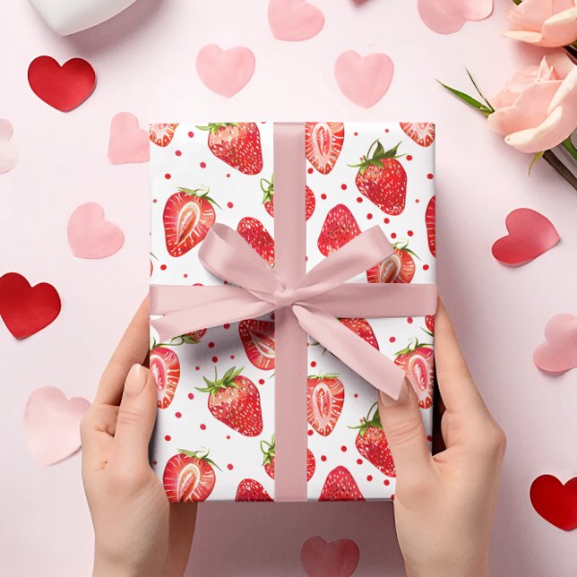 Papier Cadeau fraises et points motif (Créateur téléchargé)
