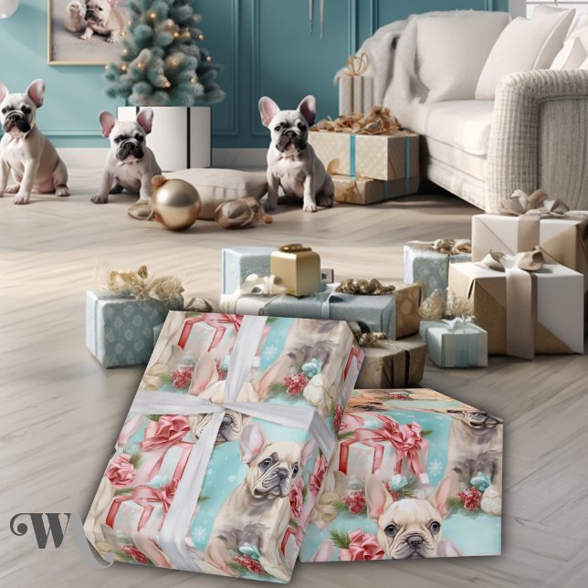 Papier Cadeau French Bulldog Frolic Pastel Cadeau de vacances (Créateur téléchargé)