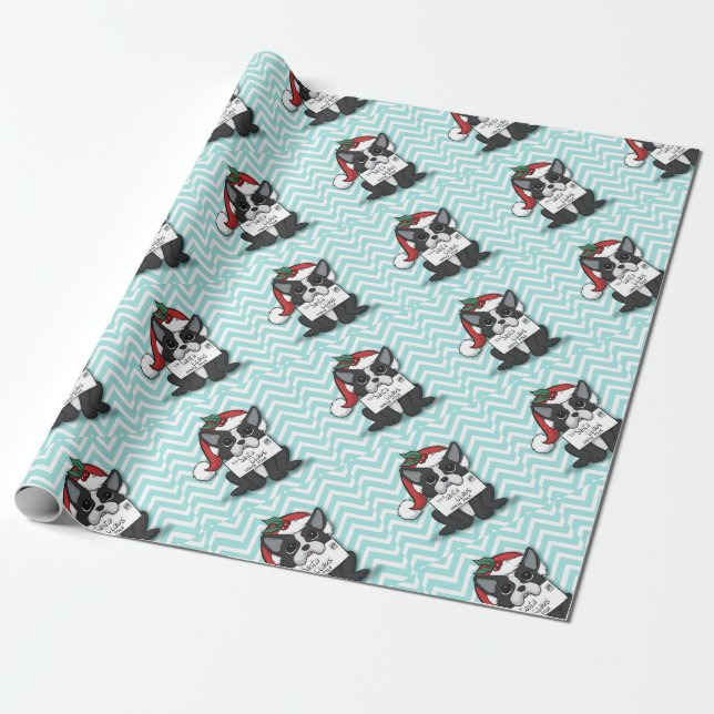 Papier Cadeau French bulldog Santa Claus Holiday (Déroulé)
