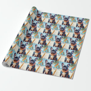 Papier Cadeau French Bulldog sur la plage, cadeau d'été pour amo