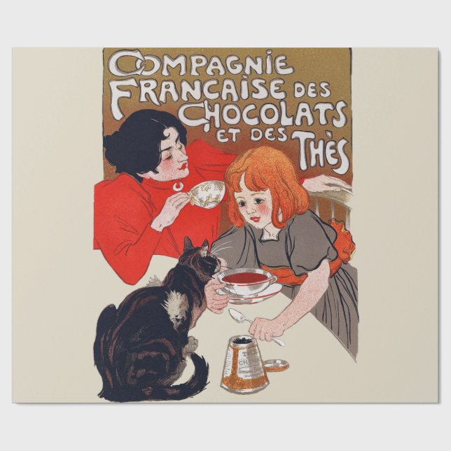 Papier Cadeau French Chocolate Party Steinlen Art (Plat)