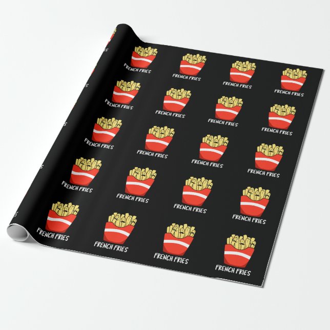 Papier Cadeau French Fries Funny Fast Food Pun Dark BG (Déroulé)