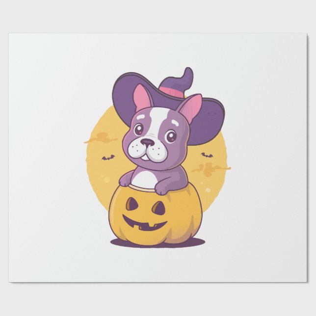 Papier Cadeau Frenchie Halloween (Plat)