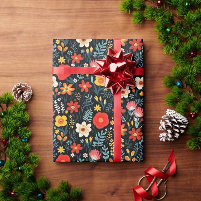 Papier Cadeau Frida Khalo Floral (Cadeau de vacances)