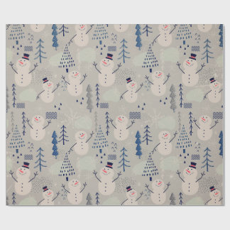 Papier Cadeau Friendly Little Snowman - gray