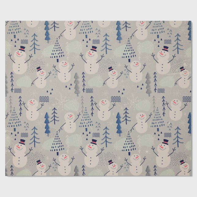 Papier Cadeau Friendly Little Snowman - gray (Plat)