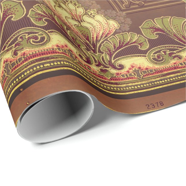 Papier Cadeau frise florale victorienne élégante fleur Art nouve (Coin rond)
