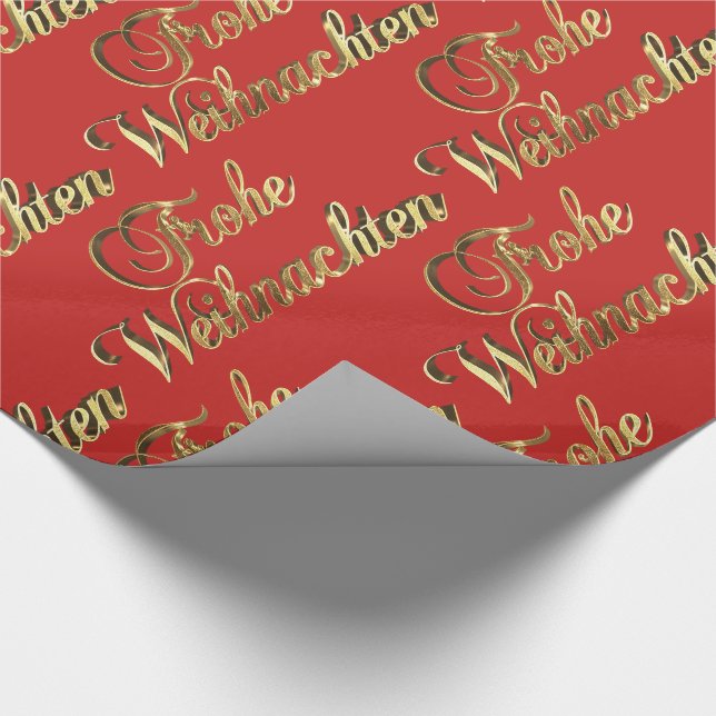 Papier Cadeau Frohe Weihnachten allemand Noël rouge et or (Coin)