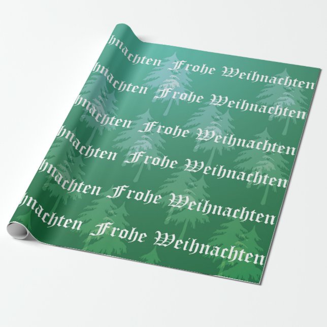 Papier Cadeau Frohe Weihnachten - Joyeux Noël allemand (Déroulé)