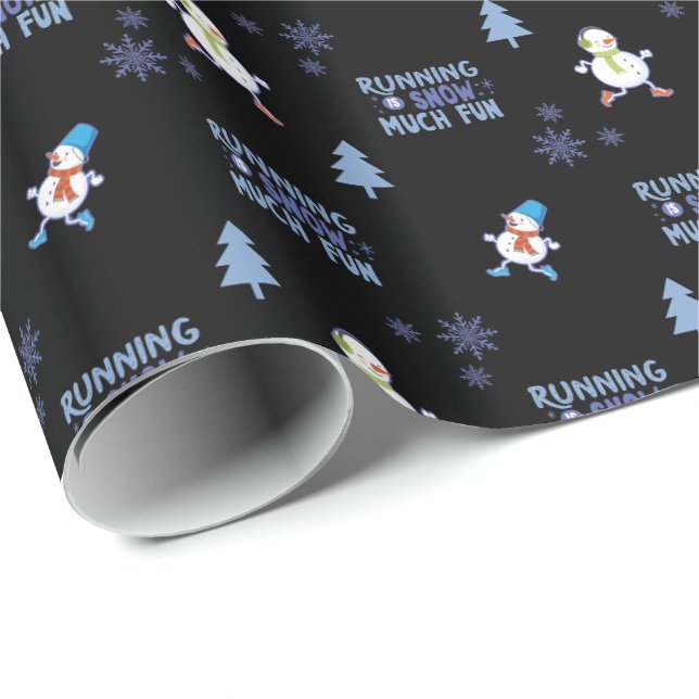 Papier Cadeau Froid Météo Courir Noël Snowman (Coin rond)