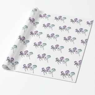 Papier Cadeau Frolicking Racing Chevaux sauvages