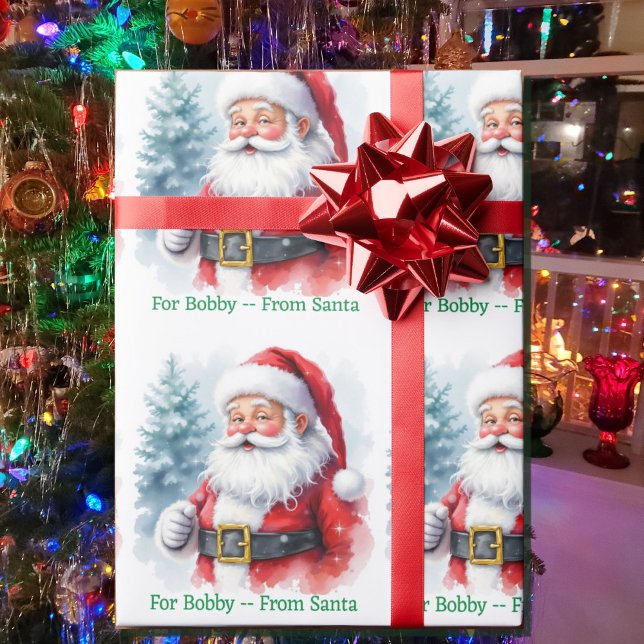 Papier Cadeau From Santa Claus Add Child's Name Christmas Roll (Créateur téléchargé)