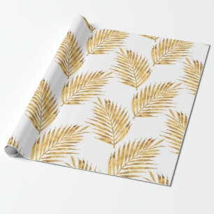 Papier Cadeau Frondes de paume d'aquarelle d'or