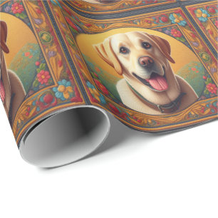 Papier Cadeau Frontière colorée du chien de trieur du Labrador f