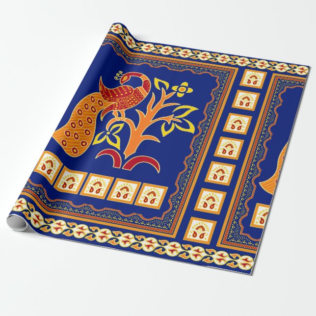 Papier Cadeau Frontière indienne traditionnelle sans couture ave (Déroulé)