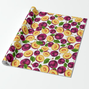 Papier Cadeau Fruit de Pêche Ripe comestible vert pourpre