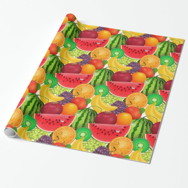 Papier Cadeau Fruit lumineux de bananes de kiwi de pastèques de (Déroulé)