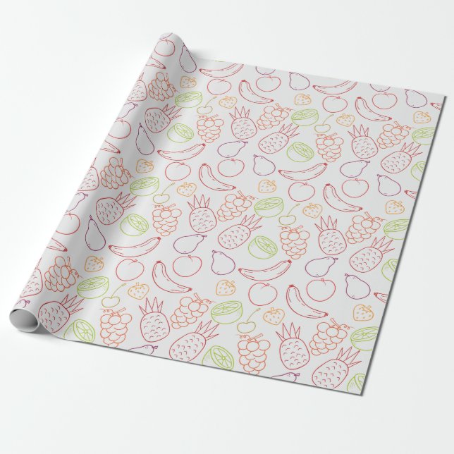 Papier Cadeau Fruit motif transparent | motif de surface de frui (Déroulé)