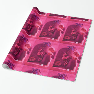 Papier Cadeau FRUITS DE SAISON - PROSPÉRITÉ Fuchsia Rose rouge