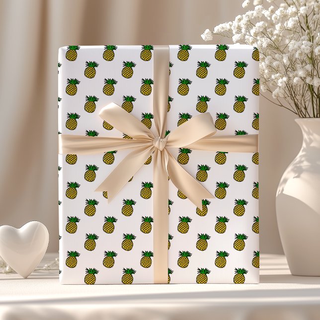 Papier Cadeau Fruits d'été tropicaux Motif d'ananas (Créateur téléchargé)