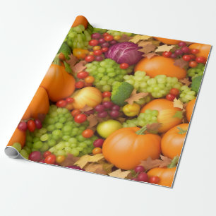 Papier Cadeau Fruits et légumes à répétition conception