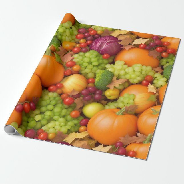 Papier Cadeau Fruits et légumes à répétition conception (Déroulé)